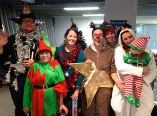The "most festively dressed" winners at the Christmas party!